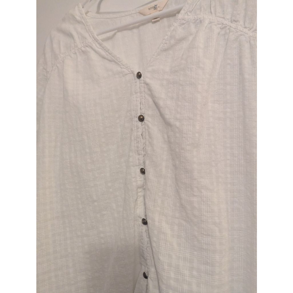 Women's Terra & Sky White Blouse Plus Size 1X - Picture 3 of 5